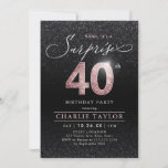 Modern rose gold black surprise 40th birthday invitation<br><div class="desc">Modern Shhh,  it's a surprise 40th birthday party invitation features stylish script and faux rose gold glitter number 40 and your party details on black glitter background colour,   simple and elegant,  great surprise adult milestone birthday invitation for men and women.</div>
