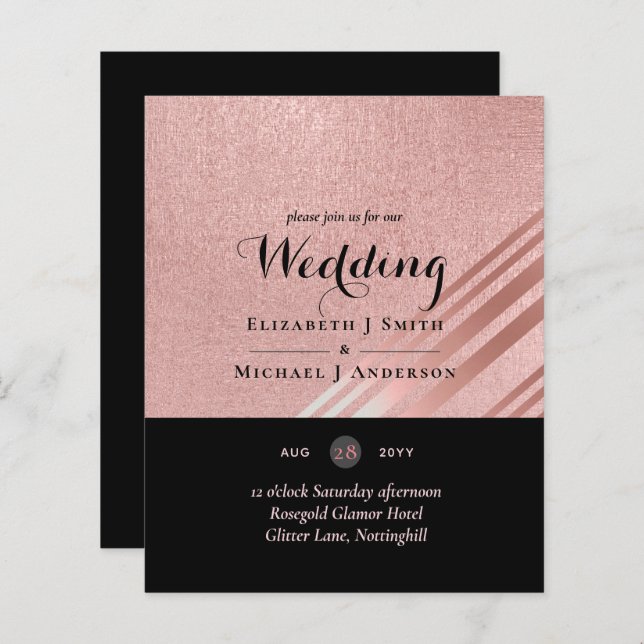 Modern Rose Gold Black Wedding (Front/Back)