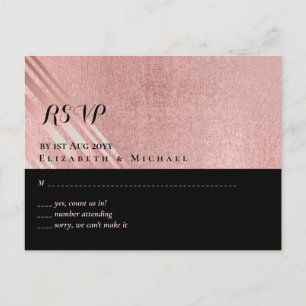 Modern Rose Gold Black Wedding Postcard