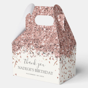 Modern Rose Gold Blush Floral Birthday Favor Box