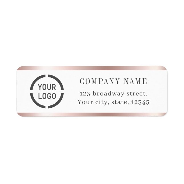 Modern rose gold border logo return address (Front)