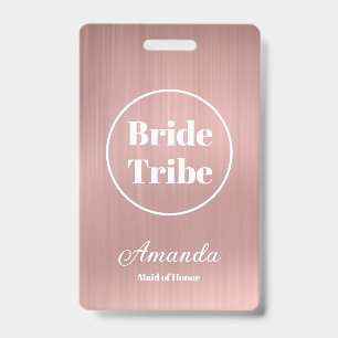 Modern Rose Gold Bride Tribe Bachelorette Badge