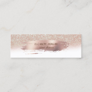 Modern Rose Gold Brush Stroke, Glitter Bokeh Mini Business Card