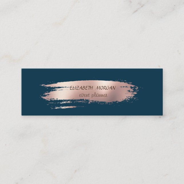 Modern Rose Gold Brush Stroke, Simple Mini Business Card (Front)