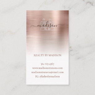 Modern Rose Gold Brushed Metal Custom Logo Brand B Business Card