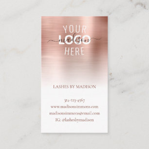 Modern Rose Gold Brushed Metal Custom Logo Brand Business Card