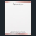 Modern Rose Gold Brushed Metallic Personalized<br><div class="desc">Modern personalized letterheads have a rose gold border with your name or choice of personalization wording at the top in black script lettering and address details at the bottom.</div>