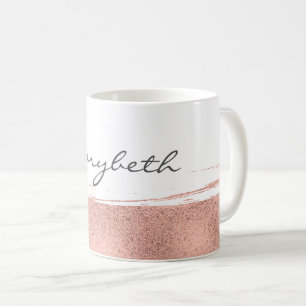 Modern Rose Gold Brushstroke Coffee Mug
