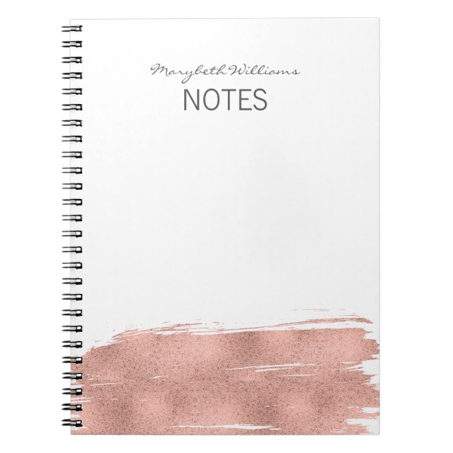 Modern Rose Gold Brushstroke Notebook (Front)