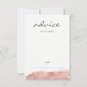 Modern Rose Gold Brushstroke Wedding Advice Card
