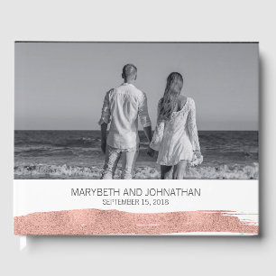 Modern Rose Gold Brushstroke Wedding Guest Book