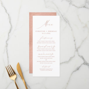 Modern Rose Gold Calligraphy Metallic Wedding Menu