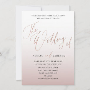 Modern Rose Gold Calligraphy The Wedding Of  Invitation