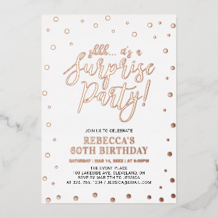 Modern Rose Gold Confetti Surprise Birthday Party