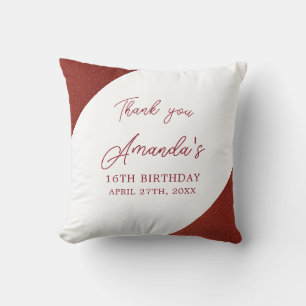 Modern Rose Gold Copper Glitter Sweet 16 Birthday Throw Pillow