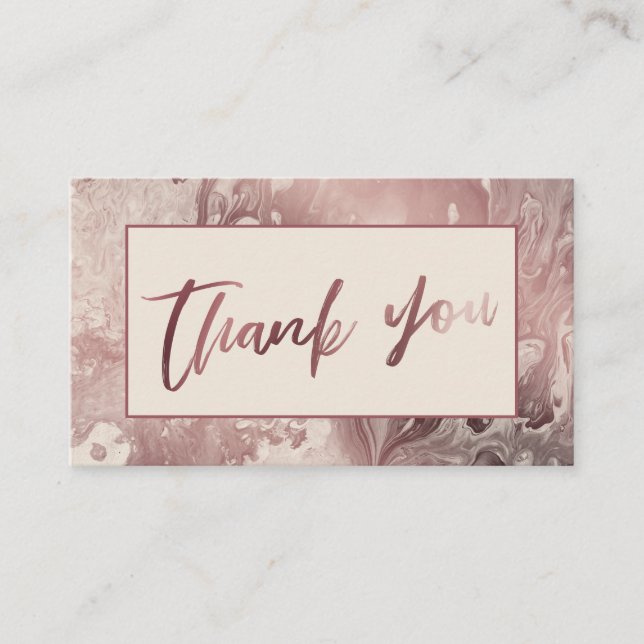 Modern Rose Gold & Cream Marbled Thank You Enclosure Card (Front)