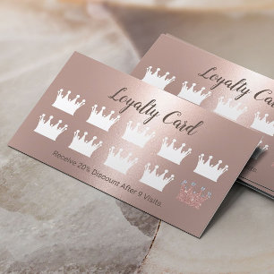 Modern Rose Gold Crowns Beauty Salon Spa Loyalty Card