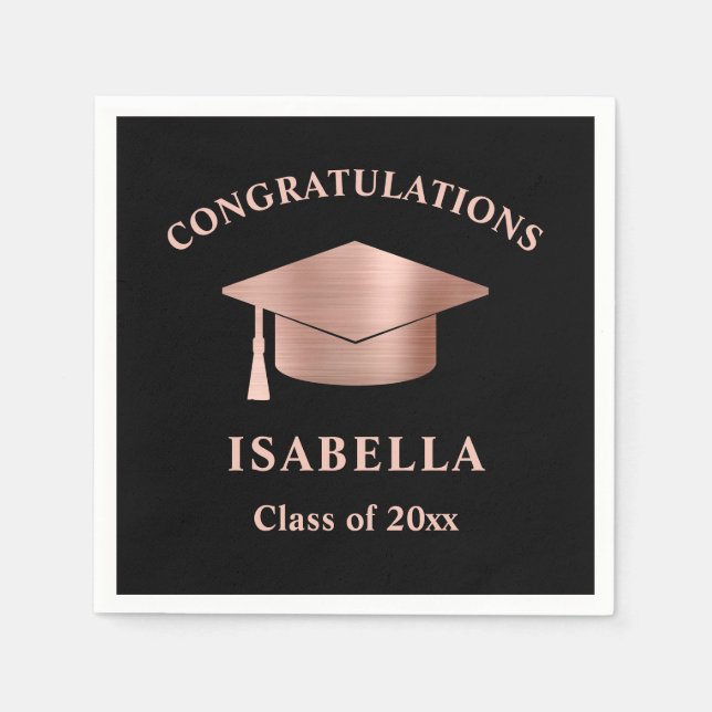 Modern Rose Gold Custom Graduation Napkin (Front)