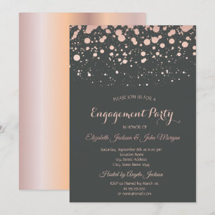 Modern Rose Gold Dots Engagement Invitation