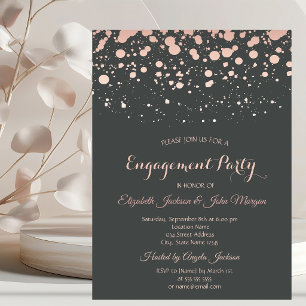 Modern Rose Gold Dots Engagement Invitation