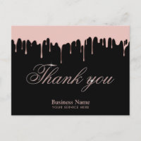 Modern Rose Gold Dripping Beauty Salon Thank You