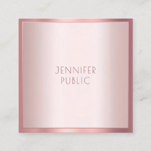Modern Rose Gold Elegant Minimalist Template Trend Square Business Card
