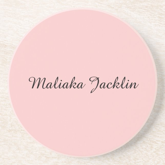 Modern Rose Gold Elegant Personalized Name Coaster (Front)