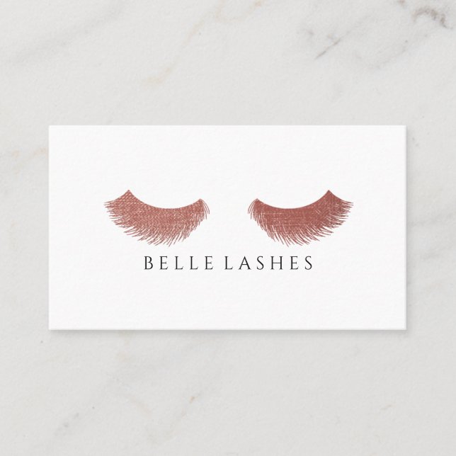 Modern Rose Gold Eyelashes Beauty Business Card (Front)