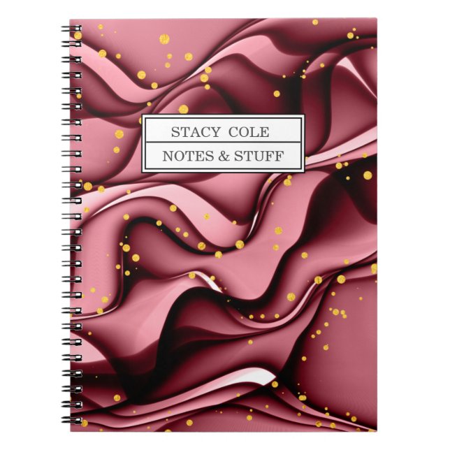 Modern Rose Gold Faux Glitter Name Personalized Notebook (Front)