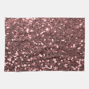 Modern Rose Gold Faux Glitter Print Kitchen Towel
