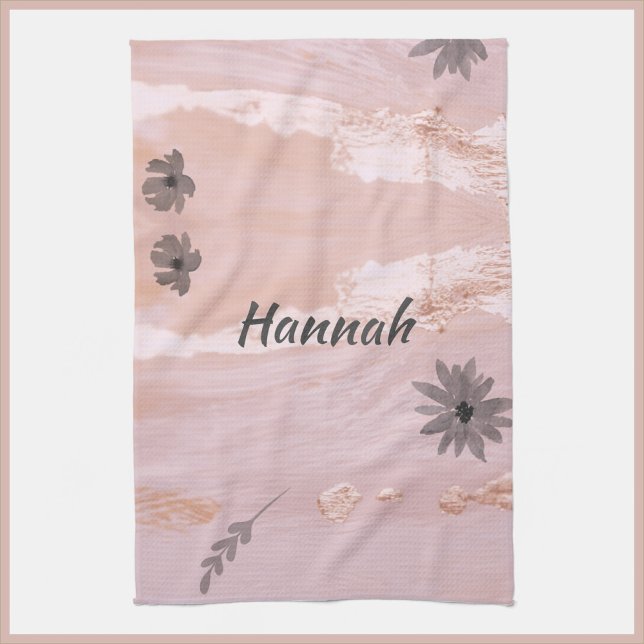 Modern Rose Gold Floral Kitchen Towel (Creator Uploaded)
