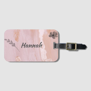 Modern Rose Gold Floral Luggage Tag