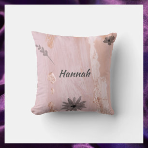 Modern Rose Gold Floral Throw Pillow