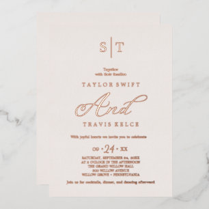 Modern Rose Gold Foil   Blush Monogram Wedding 