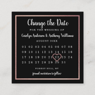 Modern Rose Gold Foil Calendar Change The Date Enclosure Card