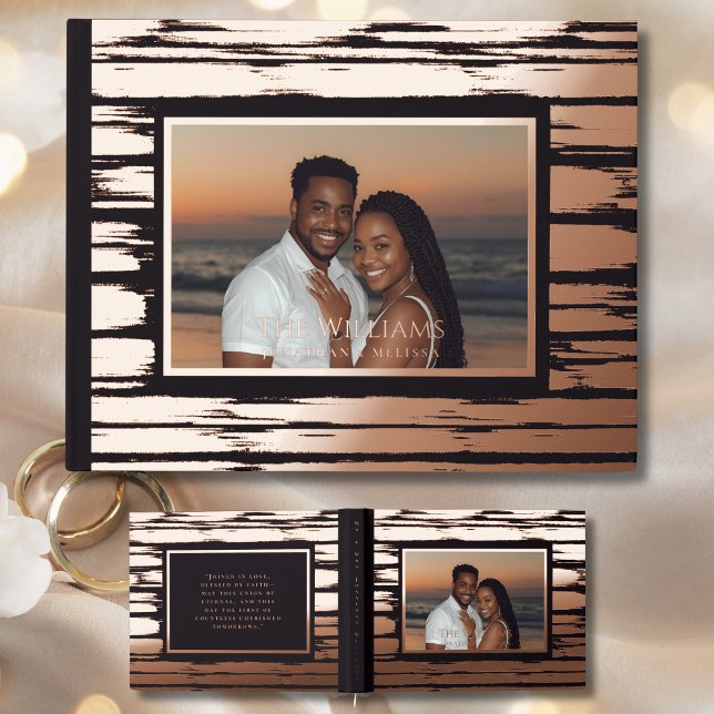 Modern Rose Gold Foil Guestbook Beach Guest Books (Creator Uploaded)