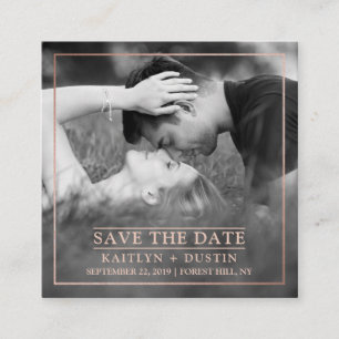 Modern Rose Gold Foil Photo Save The Date Enclosure Card