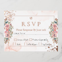 Modern rose gold foil rsvp wedding