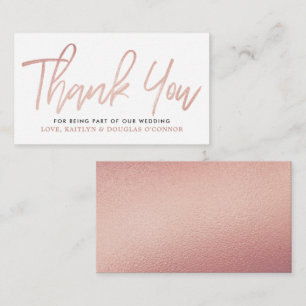 Modern Rose Gold Foil Script Wedding Thank You Enclosure Card