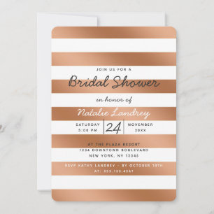Modern Rose Gold Foil Stripe Wedding Bridal Shower Invitation