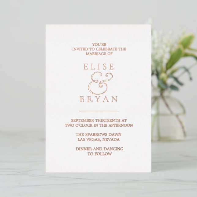 Modern Rose Gold Foil White & Blush Wedding (Standing Front)