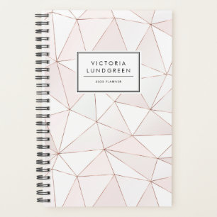 Modern Rose Gold Geometric Abstract Pattern Planner