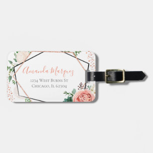 Modern Rose Gold Geometric Luggage Tag