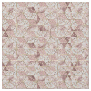 Modern rose gold geometric star flower pattern fabric