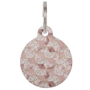 Modern rose gold geometric star flower pattern pet tag