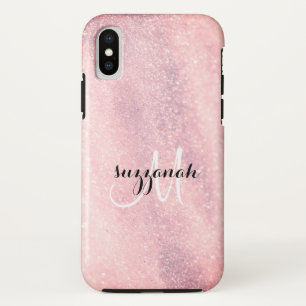 Modern Rose Gold Girly Glitter Stylish Monogrammed Case-Mate iPhone Case