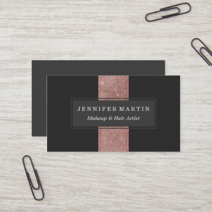 Modern Rose Gold Glitter Black Colour Blocks Business Card