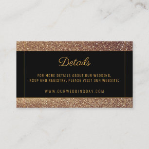Modern rose gold glitter black wedding enclosure card