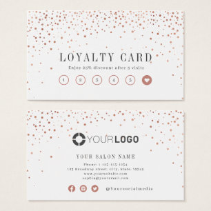 Modern rose gold glitter business loyalty card