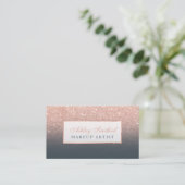 Modern rose gold glitter charcoal ombre makeup business card (Standing Front)